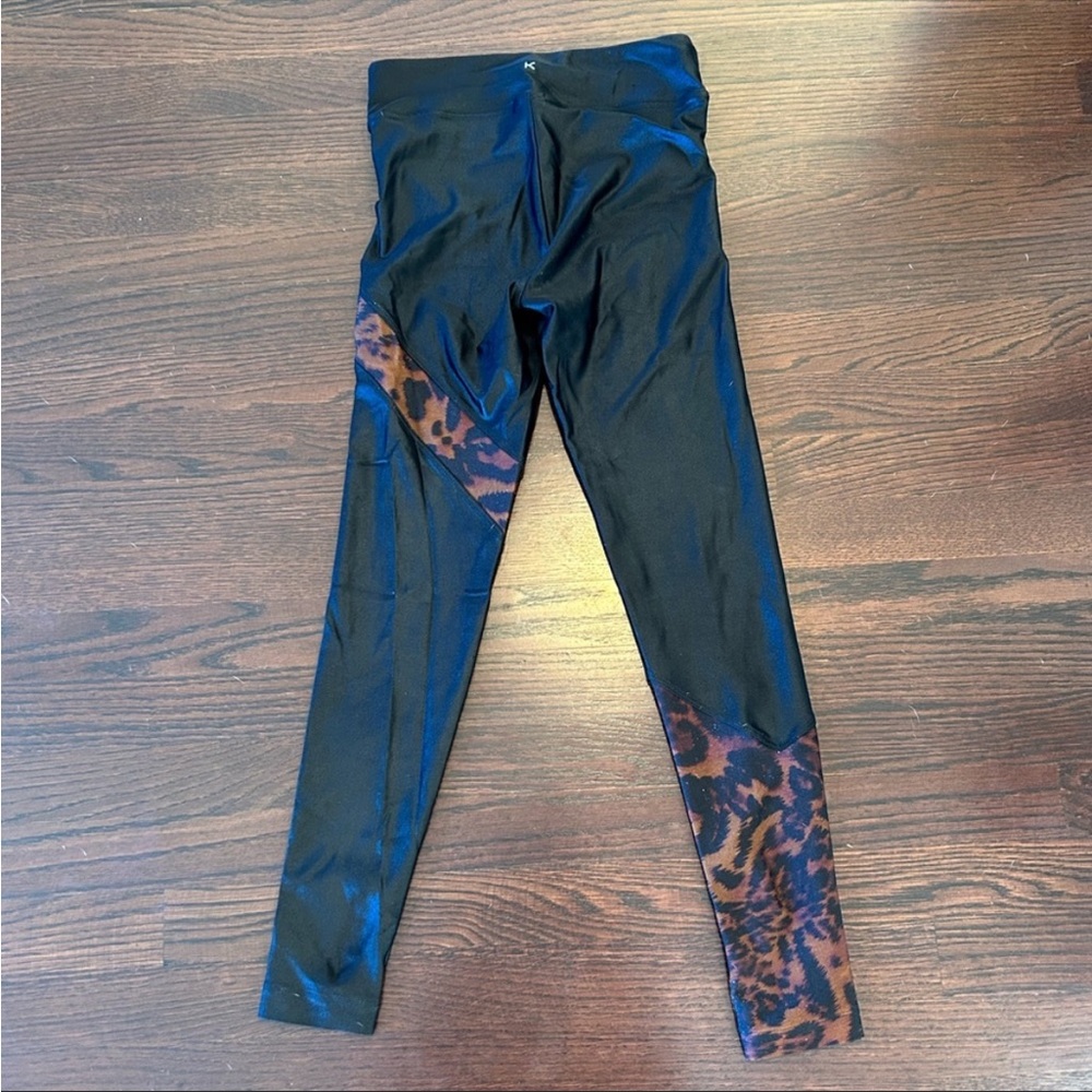 Koral Satin Black Brown Leopard Leggings